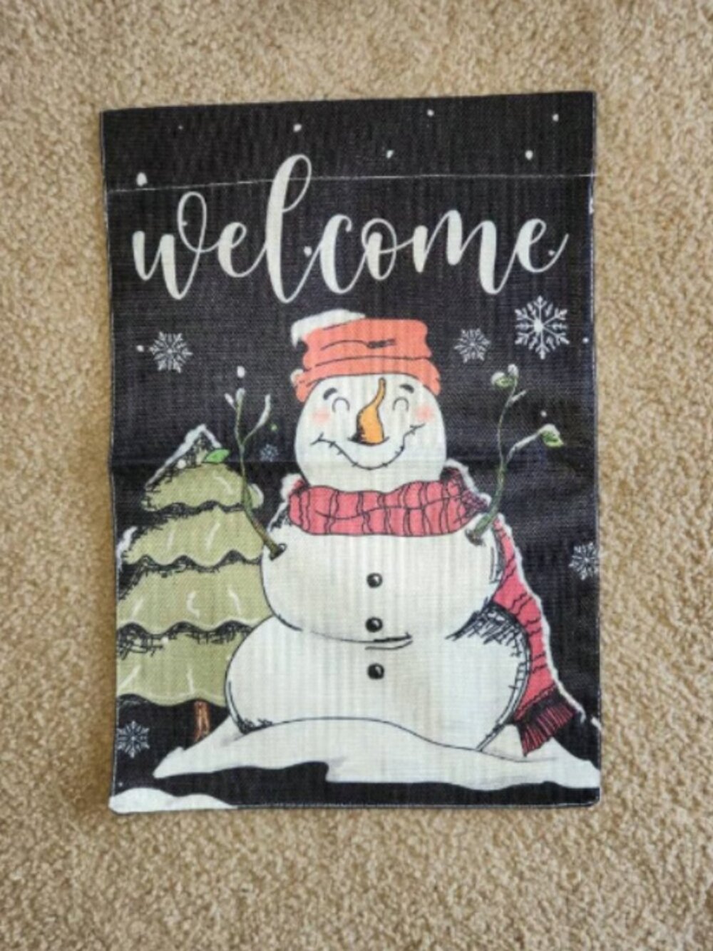 New Garden Flag 12"x18" Welcome Snowman Christmas Double Sided Holiday Decor